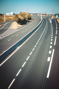 Aerial view of highway in city