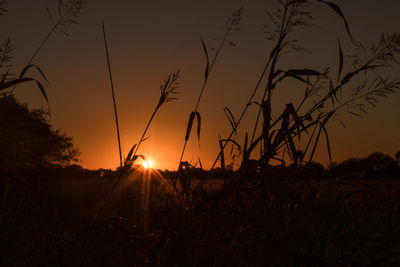 Silhouette landscape against sky during sunset