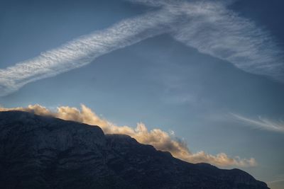 Low angle view of mountains against sky