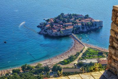 High angle view of sea against sky