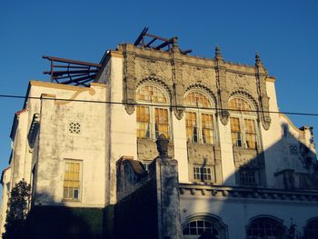 Low angle view of building against clear sky