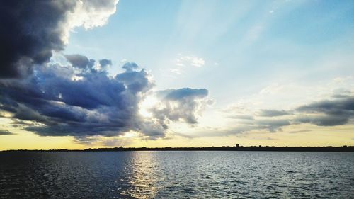 Scenic view of sea against cloudy sky