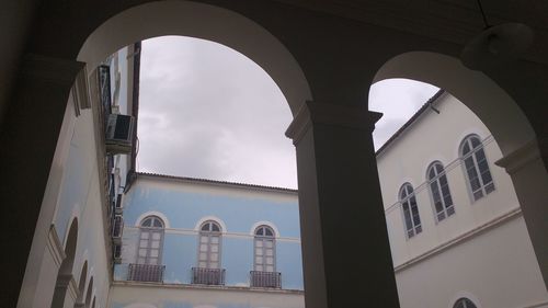 Low angle view of window in city