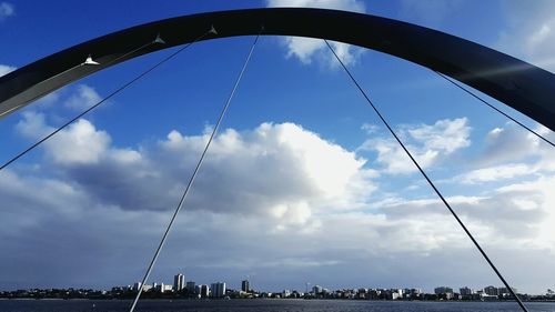 Low angle view of cables against cloudy sky