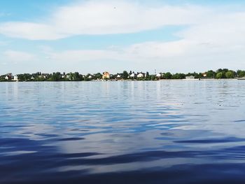 Scenic view of lake against sky