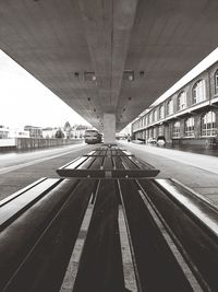 View of railroad tracks in city