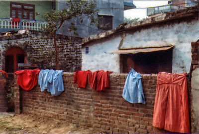 Clothes drying outside building