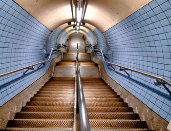 Illuminated staircases through tunnel