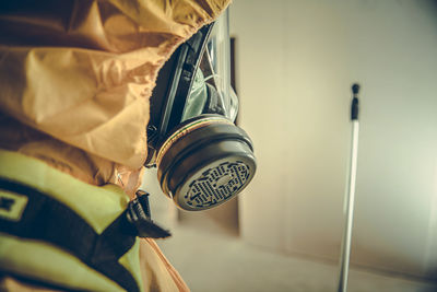 Close-up of gas mask