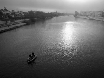 High angle view of bridge over river against sky