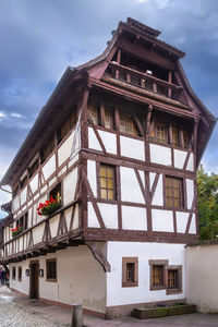 Street with historical half-timbered houses in petite france district in strasbourg, france