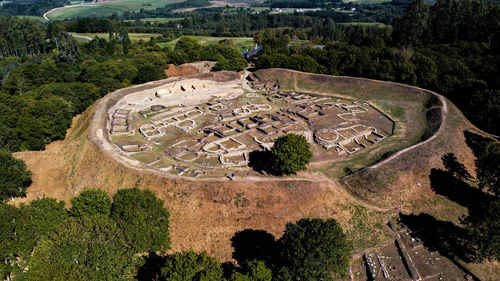 High angle view of old ruins