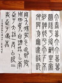 Close-up of text on wall