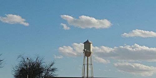 Low angle view of water tower against sky