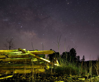 Light painting at night with milky way background 