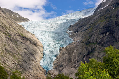 Norway glacier in jostedalsbreen national park. briksdalsbreen glacier in briksdalen valley.