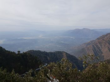 High angle view of mountains against sky