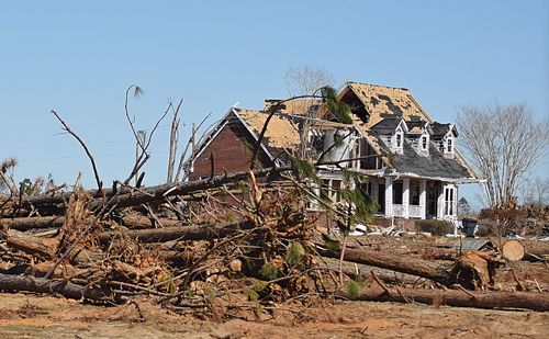 Traditional windmill against clear sky