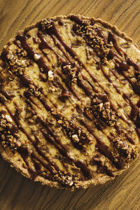 High angle view of cake on table