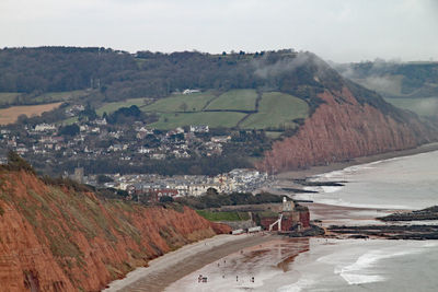 High angle view of road along landscape