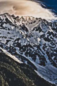 High angle view of snow covered land