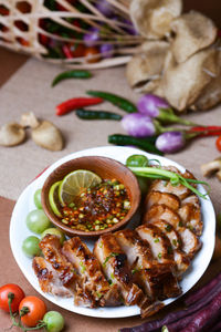 Close-up of food in plate