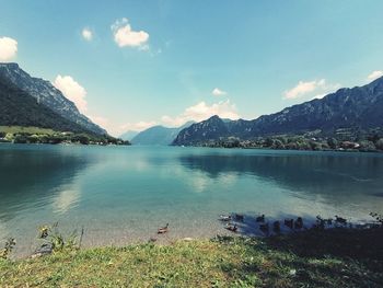 Scenic view of lake against sky