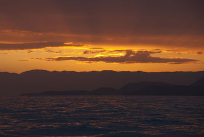 Scenic view of sunset over sea