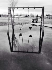 Empty benches in the dark