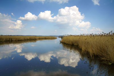 Scenic view of lake against sky