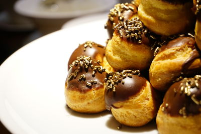 Close-up of dessert in plate on table