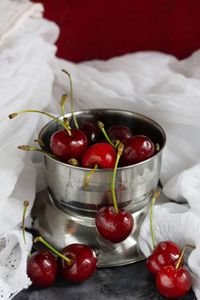 Close-up of cherries in bowl