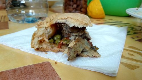 Close-up of food on table