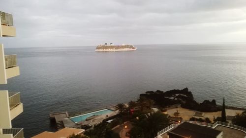 High angle view of sea against sky