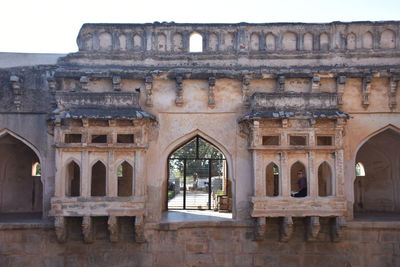 Low angle view of old building against sky