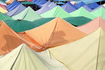 High angle view of colorful tents