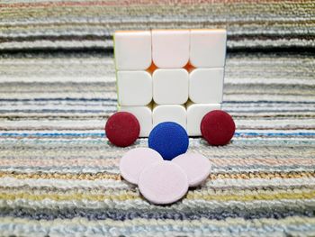 High angle view of multi colored pencils