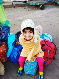 Indian child - traveling in winter season.