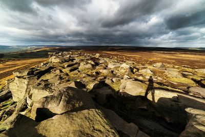 Scenic view of landscape against cloudy sky