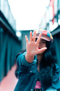 Cropped image of hand on table
