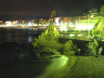 View of illuminated cityscape at night