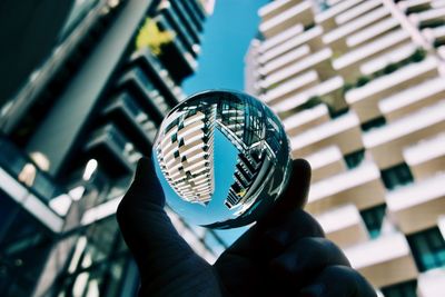 Cropped hand holding crystal ball