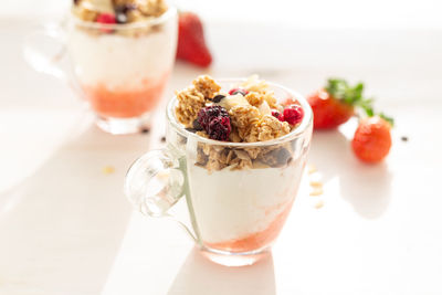 Close-up of drink in glass on table