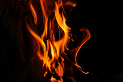 Close-up of fire against black background