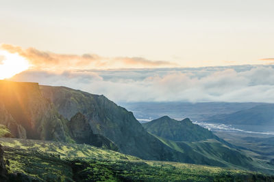 Scenic view of mountains against sky