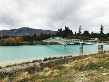 Scenic view of bridge over river against sky