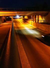 Light trails on road at night