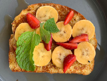 Close-up of breakfast served in plate