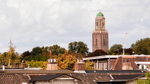 View of temple building against cloudy sky