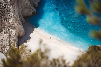 High angle view of rocks on beach